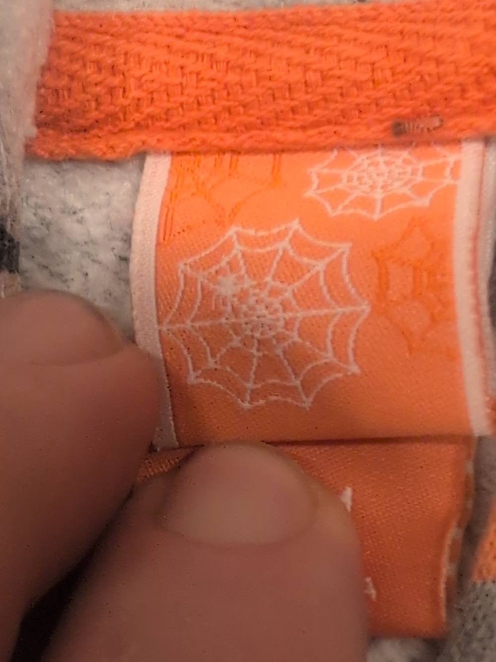 Kids Skull Print Zip Hoodie in Gray and Orange - Picture 5 of 11